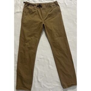 Prana Pants Mens Large Khaki Organic Cotton Stretch Belted Hiking Outdoor